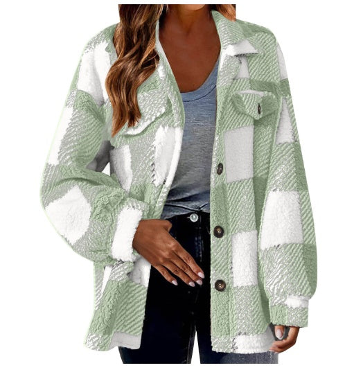 Lamb Fleece Jacket Button Fleece Jacket - Opxy Luxe