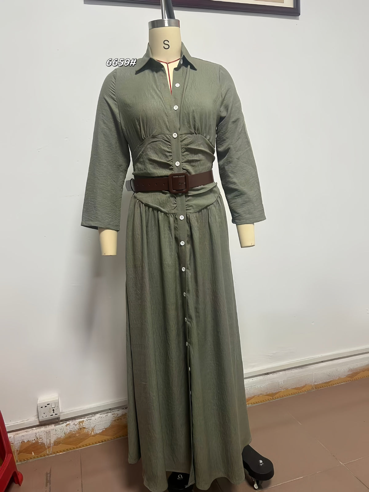 Women's Casual V-Neck Long Dress with High Side Split - Versatile Loose Fit Maxi Gown for Daily Wear - Opxy Luxe