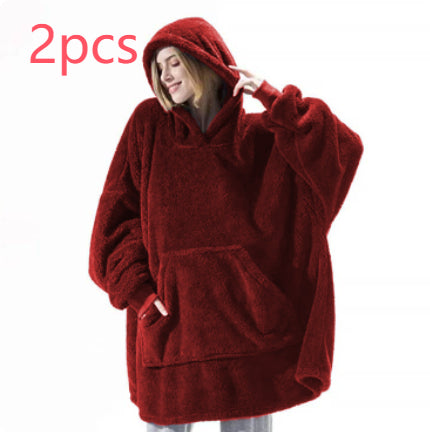 Hoodie Sweatshirt With Big Pocket Tops Sweater Comfortable Loose Double-Sided Fleece Thicker Wearable Blanket - Opxy Luxe