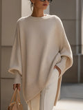 Women's Thick Knitted Pullover Sweater Loose Fit Round Neck Casual All-Match Top For Autumn Winter - Opxy Luxe