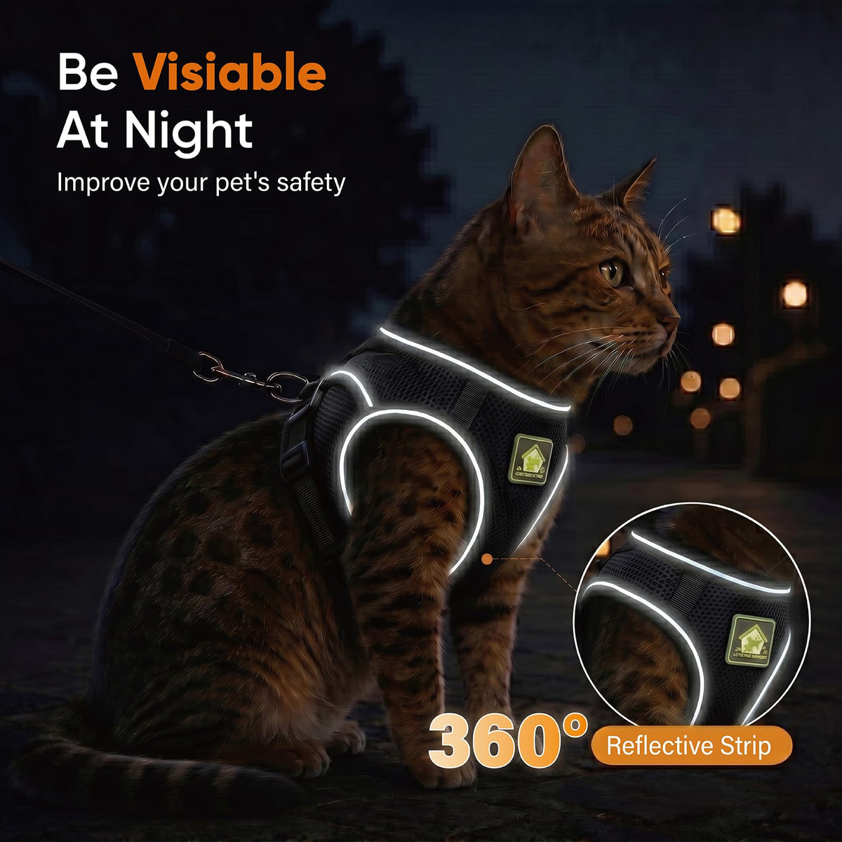 Cat Harness And Leash, Escape Proof Adjustable Vest Harness For Cats, Breathable Reflective Strip Soft Walking Vest For Small Medium Large Cats - Opxy Luxe