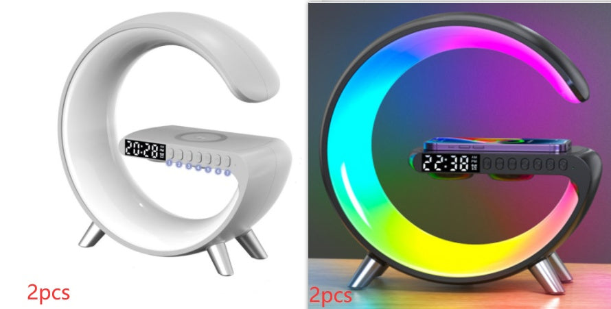 New Intelligent G Shaped LED Lamp Bluetooth Speake Wireless Charger Atmosphere Lamp App Control For Bedroom Home Decor - Opxy Luxe
