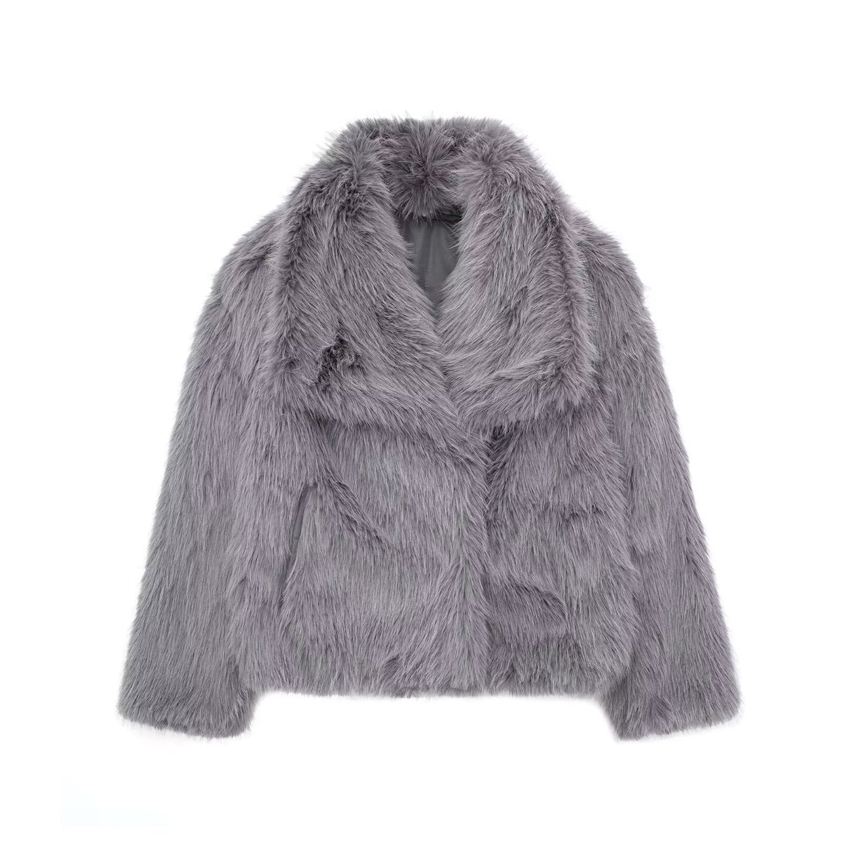 Winter Plush Coat Fashion Warm Thicken Fluffy Lapel Jacket Outwear Casual Long Sleeve Tops Womens Clothing - Opxy Luxe