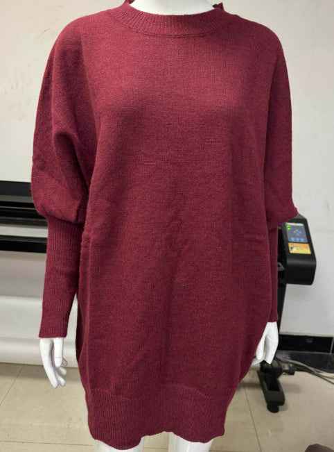 Women's Thick Knitted Pullover Sweater Loose Fit Round Neck Casual All-Match Top For Autumn Winter