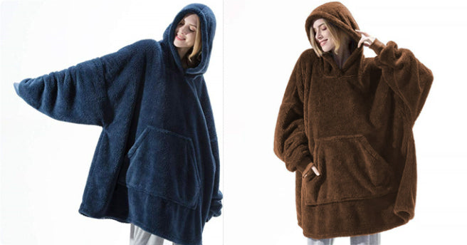 Hoodie Sweatshirt With Big Pocket Tops Sweater Comfortable Loose Double-Sided Fleece Thicker Wearable Blanket - Opxy Luxe