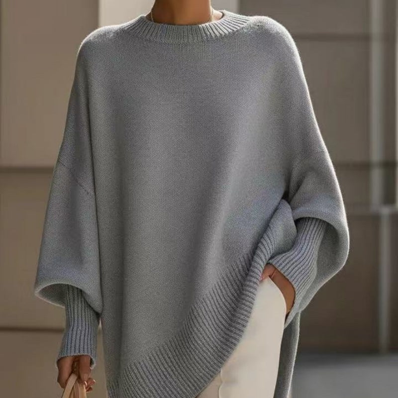 Women's Thick Knitted Pullover Sweater Loose Fit Round Neck Casual All-Match Top For Autumn Winter - Opxy Luxe
