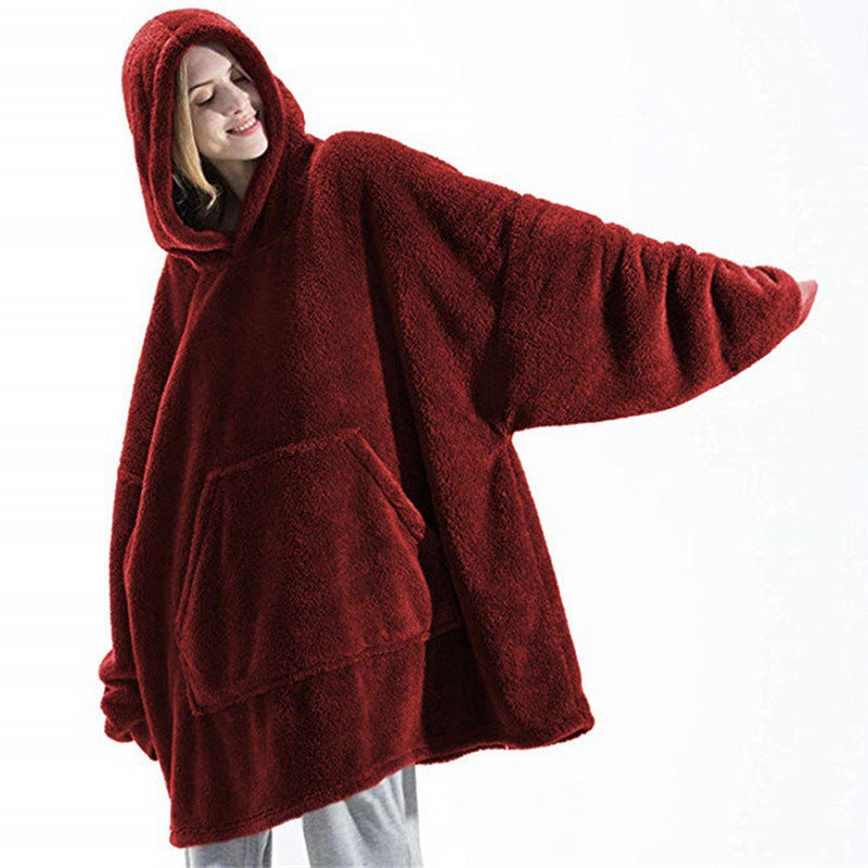 Hoodie Sweatshirt With Big Pocket Tops Sweater Comfortable Loose Double-Sided Fleece Thicker Wearable Blanket - Opxy Luxe