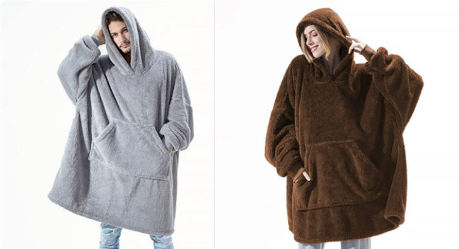 Hoodie Sweatshirt With Big Pocket Tops Sweater Comfortable Loose Double-Sided Fleece Thicker Wearable Blanket - Opxy Luxe