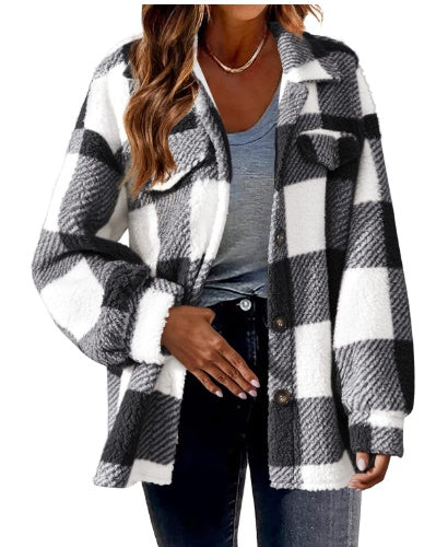 Lamb Fleece Jacket Button Fleece Jacket - Opxy Luxe