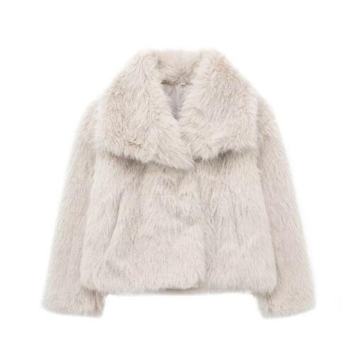 Winter Plush Coat Fashion Warm Thicken Fluffy Lapel Jacket Outwear Casual Long Sleeve Tops Womens Clothing - Opxy Luxe