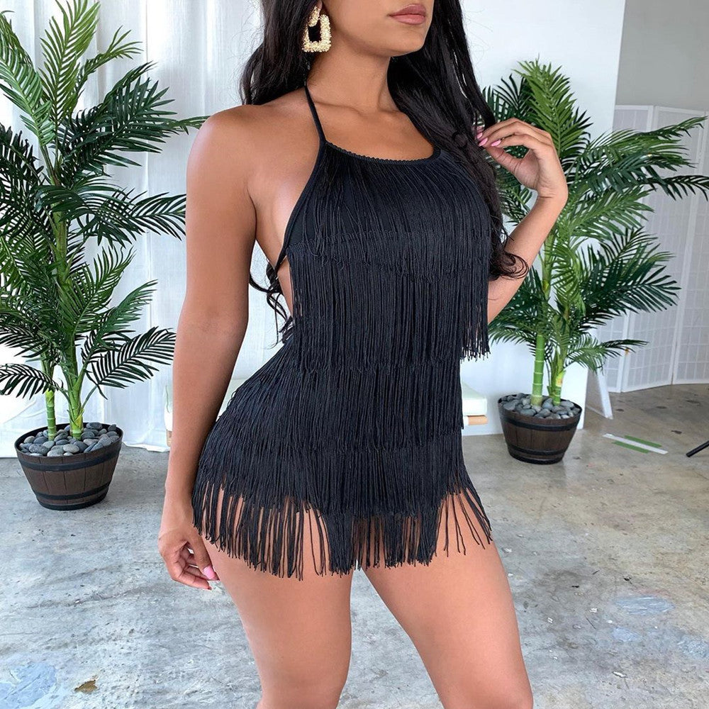 Sexy Spaghetti Strap Dress Jumpsuit Women's New Fashion Elegant Casual Solid Backless Beach Party Lady Jumpsuits Womens Clothing - Opxy Luxe