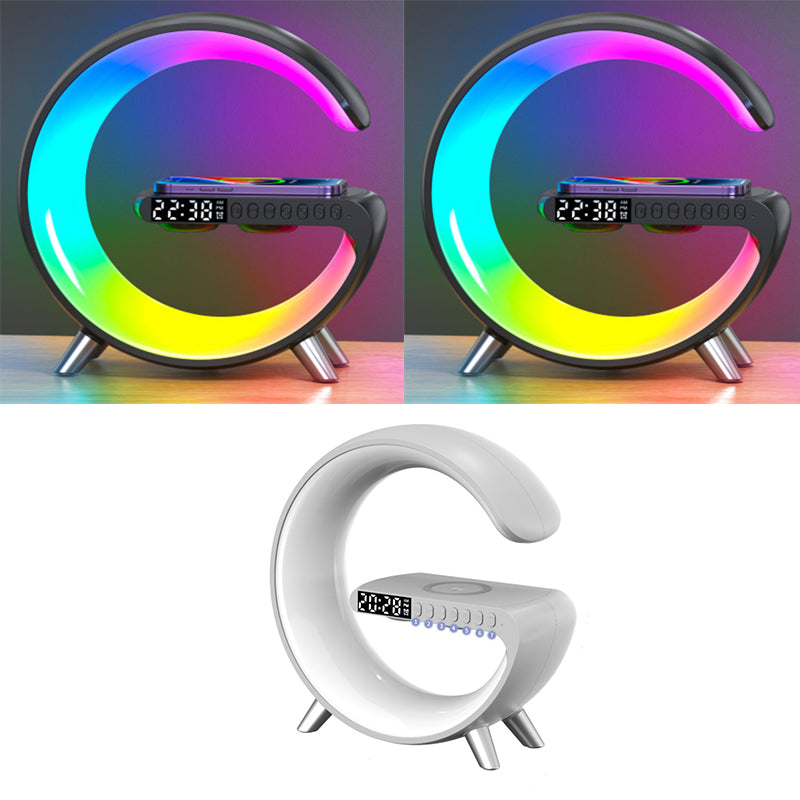 New Intelligent G Shaped LED Lamp Bluetooth Speake Wireless Charger Atmosphere Lamp App Control For Bedroom Home Decor - Opxy Luxe