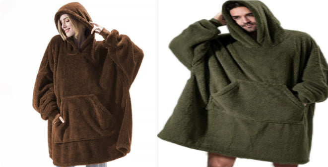 Hoodie Sweatshirt With Big Pocket Tops Sweater Comfortable Loose Double-Sided Fleece Thicker Wearable Blanket - Opxy Luxe